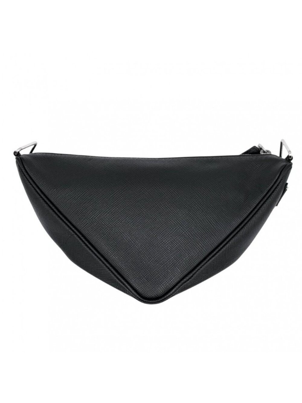 Prada Shoulder Bag Triangle Crossbody Leather Black Silver - Picture 2 of 8